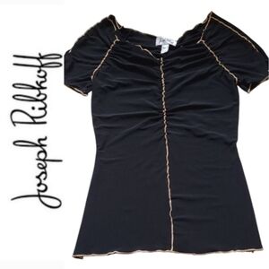 Joseph Ribkoff Black Short Sleeve Ruched Top